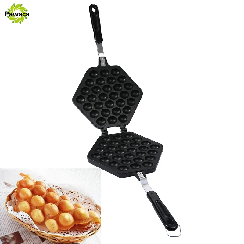 Black Egg Waffle Pan Non Stick Grill Cake Pan Egg Puff Machine HK Style