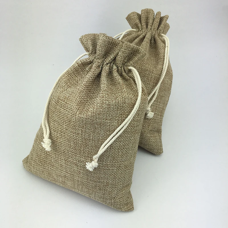 

15*20cm 1000pcs Vintage Style handmade Jute Sacks Drawstring gift bags for jewelry/wedding/christmas Packaging Linen pouch Bags