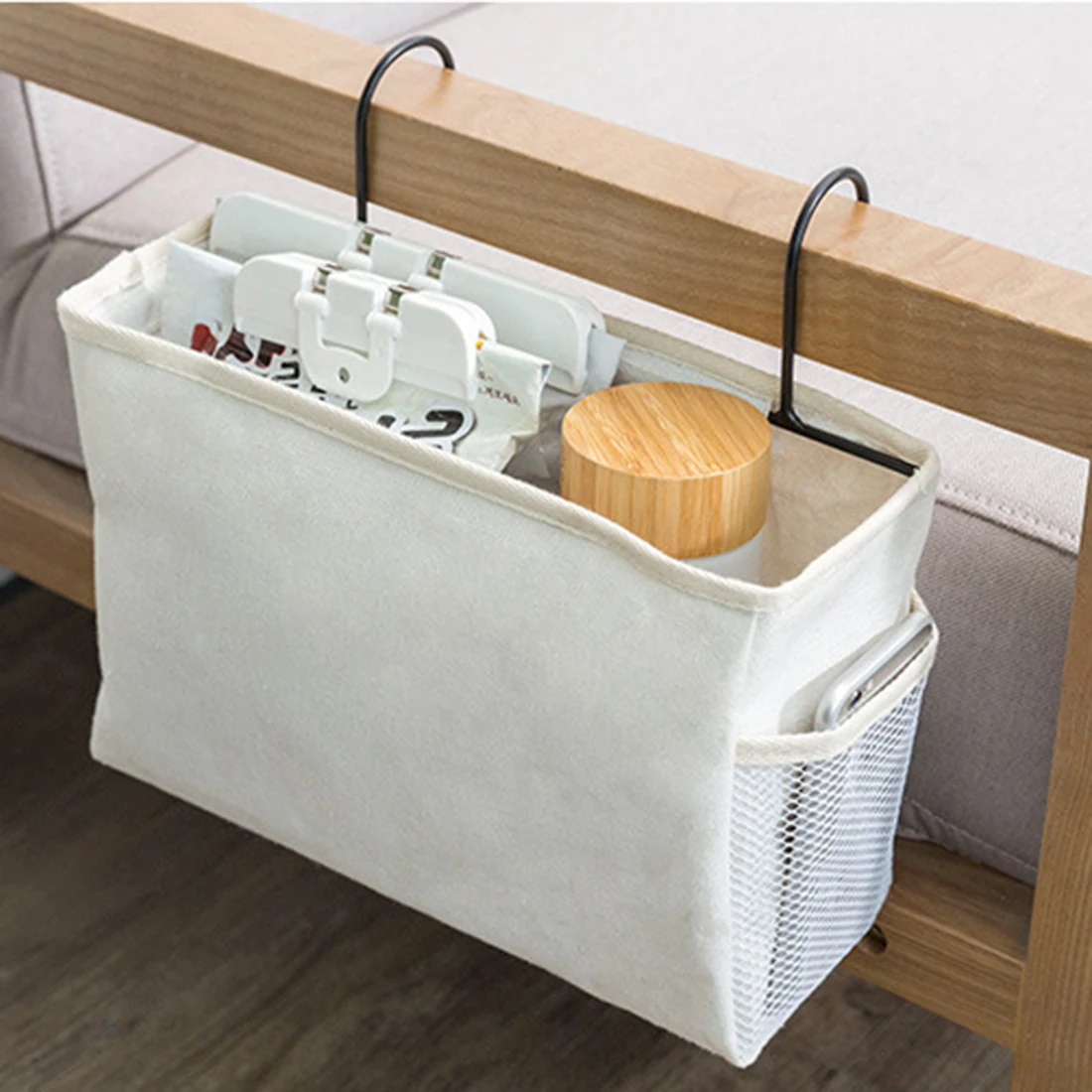 

Bedside Storage Organizer Dorm Room Phone Book Magazine Storage Bag Holder with Hook TV Remote Caddy Bunk Bed Pocket Save Space