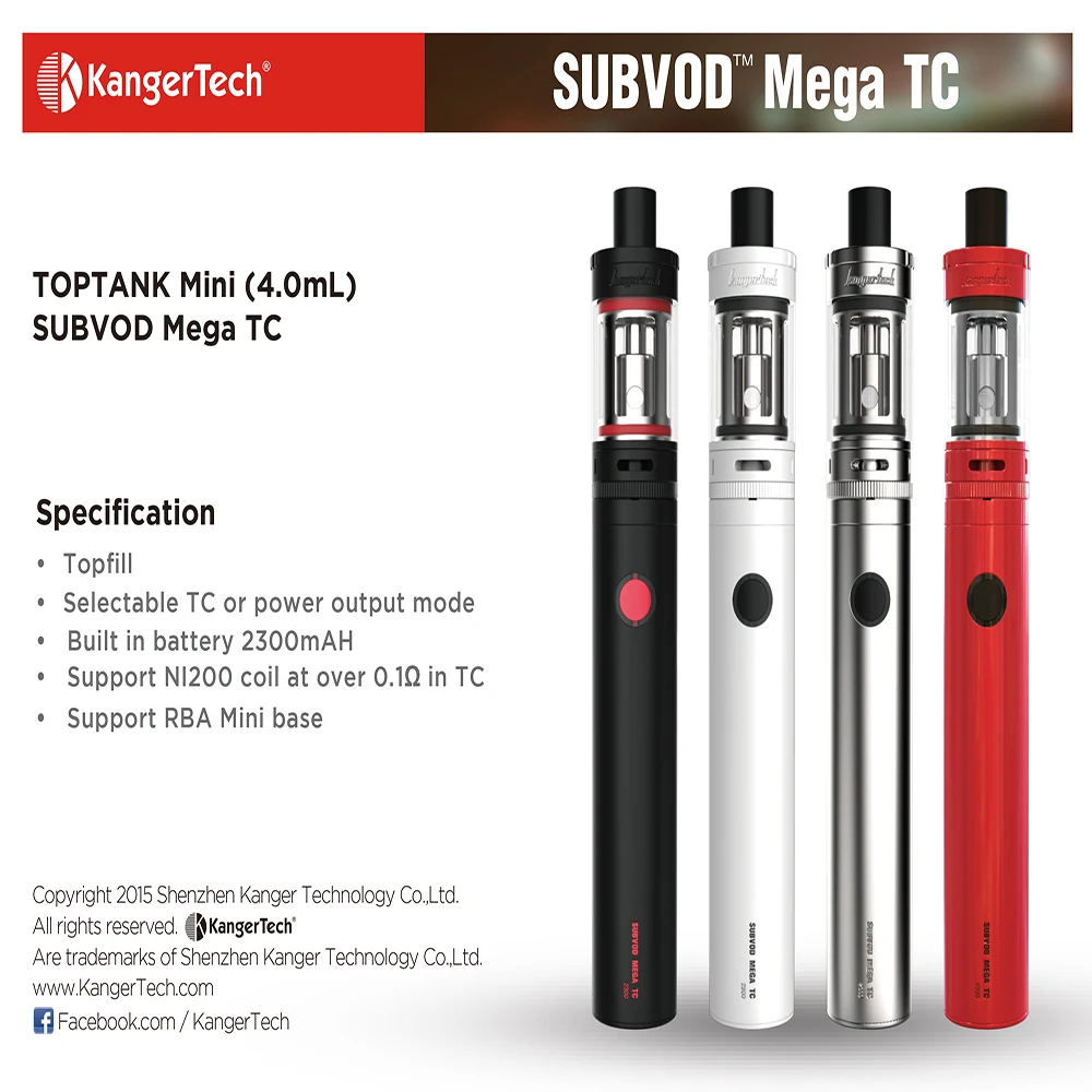 Оригинал Kanger subvod Mega стартовый набор с терморегулятором комплект 4 мл Topfill Мини