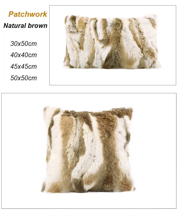 Rabbit fur pillow case detail 4