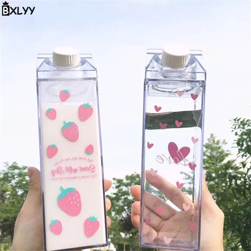 

BXLYY 1pc Milk Box Cherry Blossom Strawberry Water Bottle Camping Outdoor Sports Portable Kettle Kitchen Accessories Christmas.7