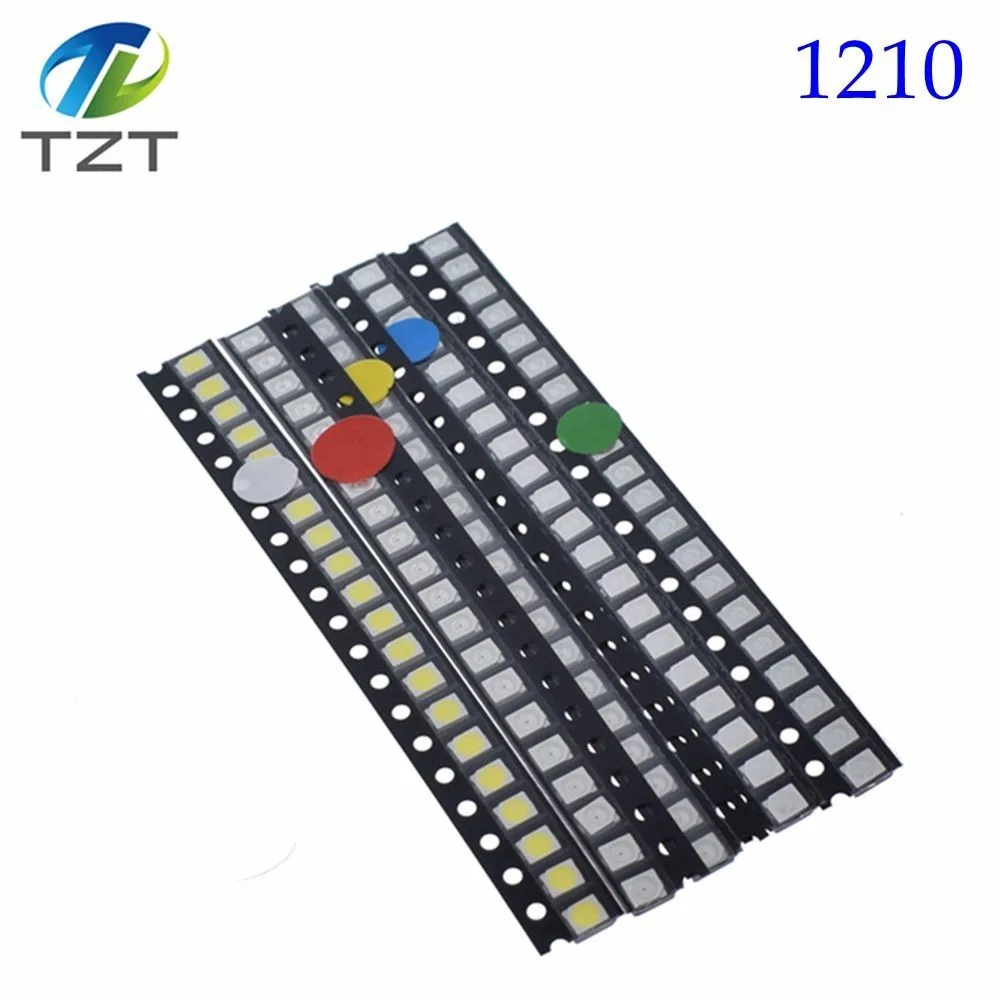 100 шт. = 5 цветов x 20 штук 5730/5050/1210/1206/0805/0603 светодиодный Диод ассортимент SMD светодиодный Диод комплект зеленый красный белого и синего цвета желтый 5630 Сумки из натуральной кожи - Цвет: 1210 KIT 5color x 20