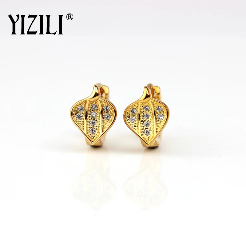 Женские серьги YIZILI в форме листика с кубическим цирконием инкрустированные