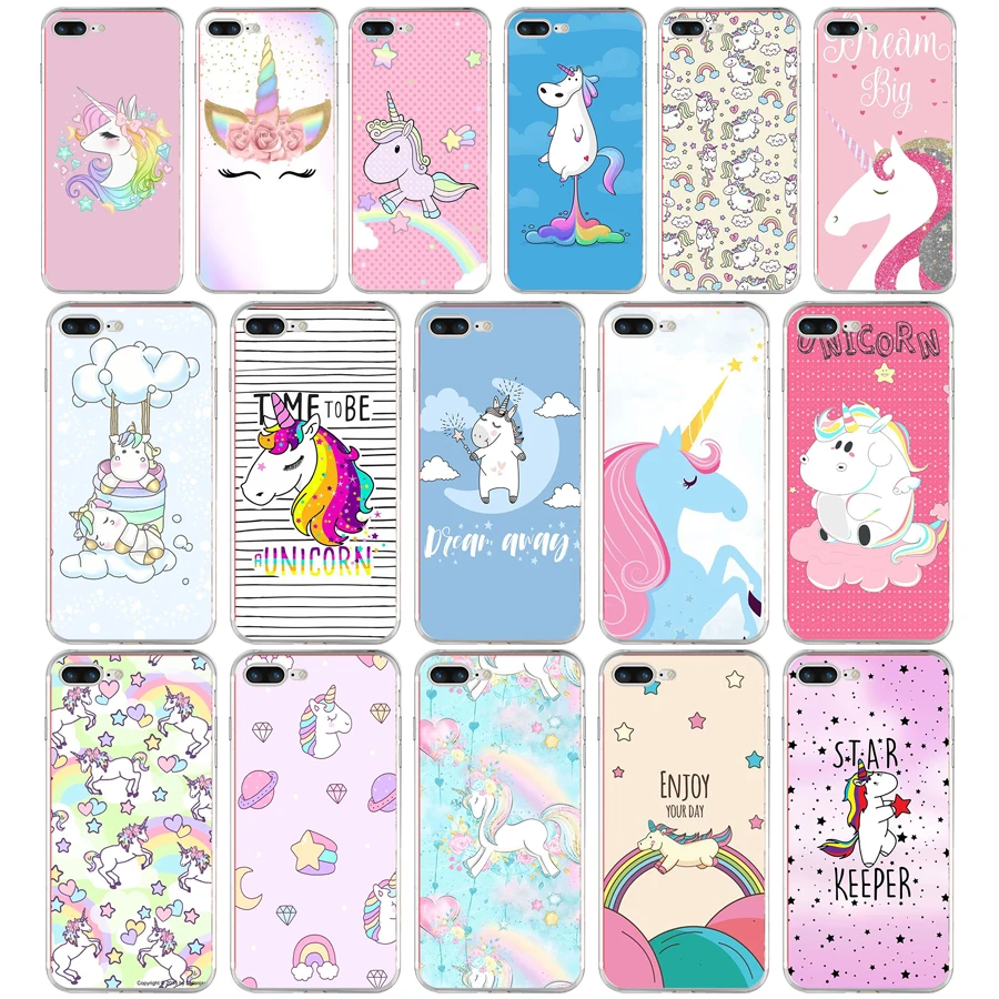 

286H Unicorn On Rainbow Jetpack Soft TPU Silicone Cover Case For Apple iPhone 6 6s 7 8 plus Case