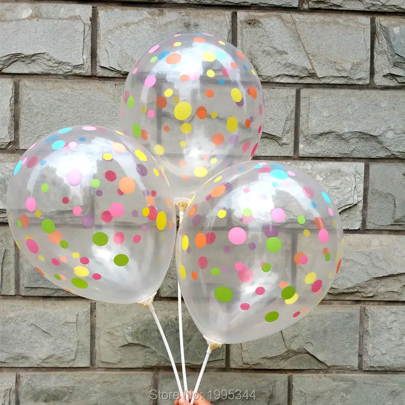 

HOT new 12 inch polka dots balloon Transparent balloon colorful dots printing 2.5g birthday party wedding supplies High quality