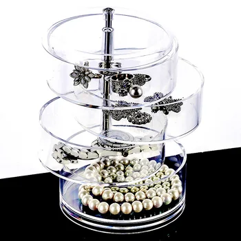 

15%,4 layers of rotation jewelry box Acrylic Cosmetic organize daily household rotated dust-proof storage box with lid