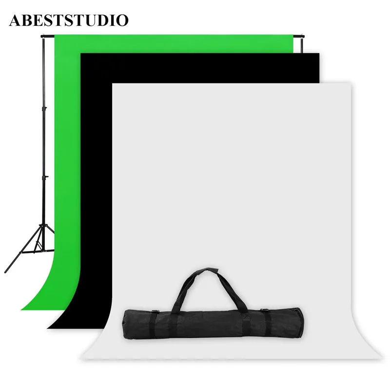 

ABESTSTUDIO Photo Backdrop kit Black White Green photo Stand 2M*2M Background Stand