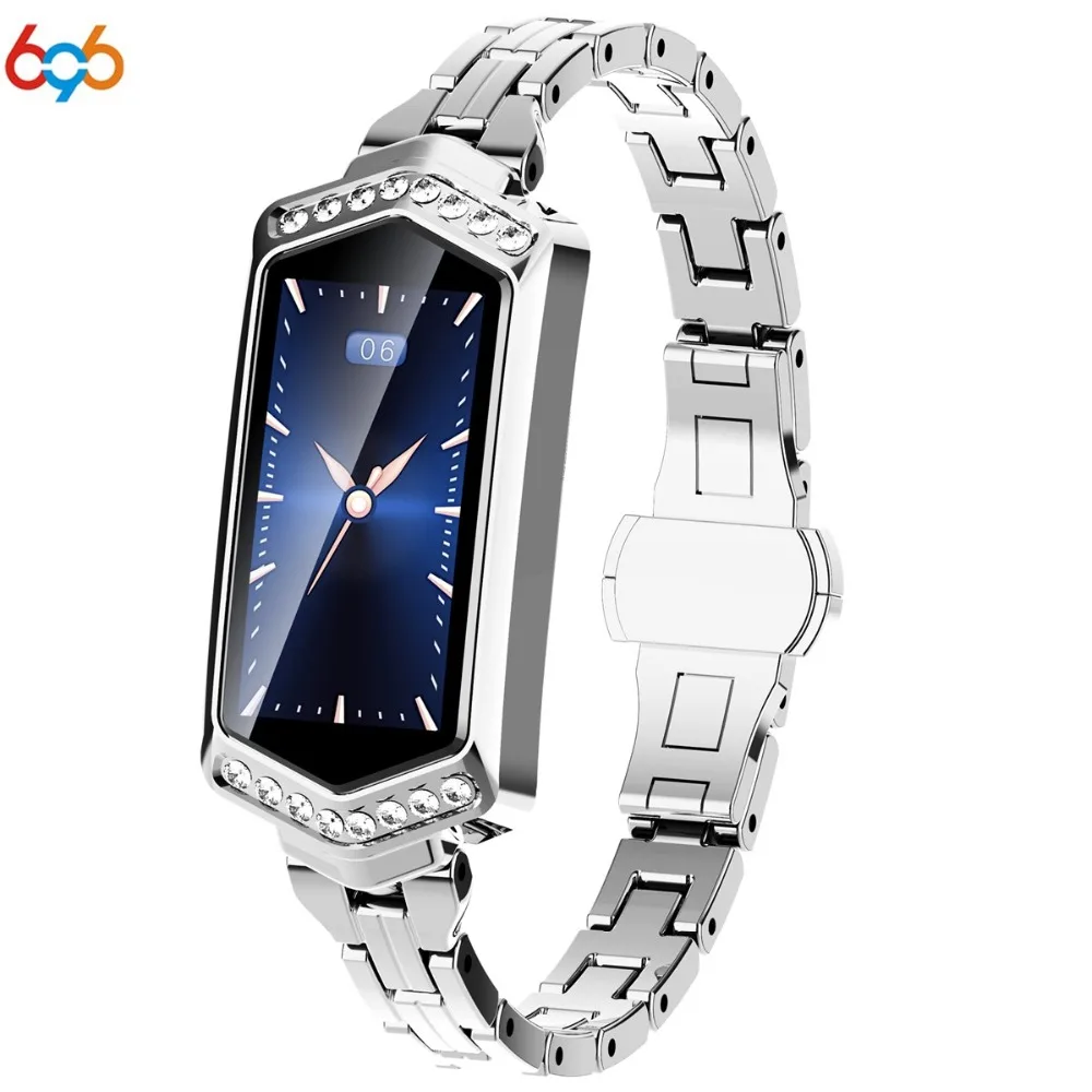 

696 B78 smart bracelet pressure measurement watch with heart rate diamond steel belt montre connect android ios Fitness tracker