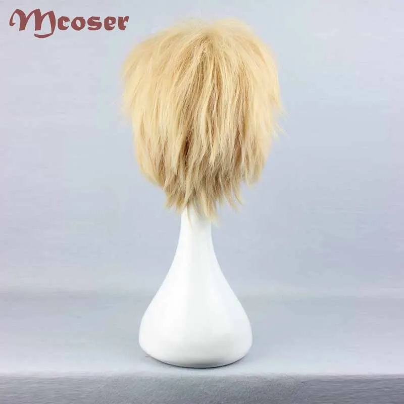 MCOSER 35 см синтетический короткий парик светильник желтый цвет Высокая температура волокна WIG-271A