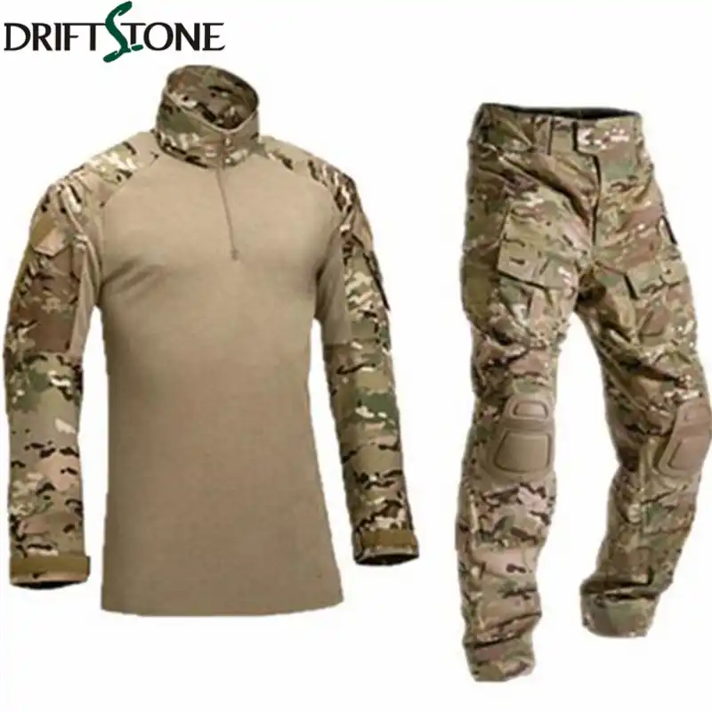 Армейская военная форма камуфляж боевой костюм Airsoft войны игры Костюмы рубашка + брюки карго наколенники - изображение