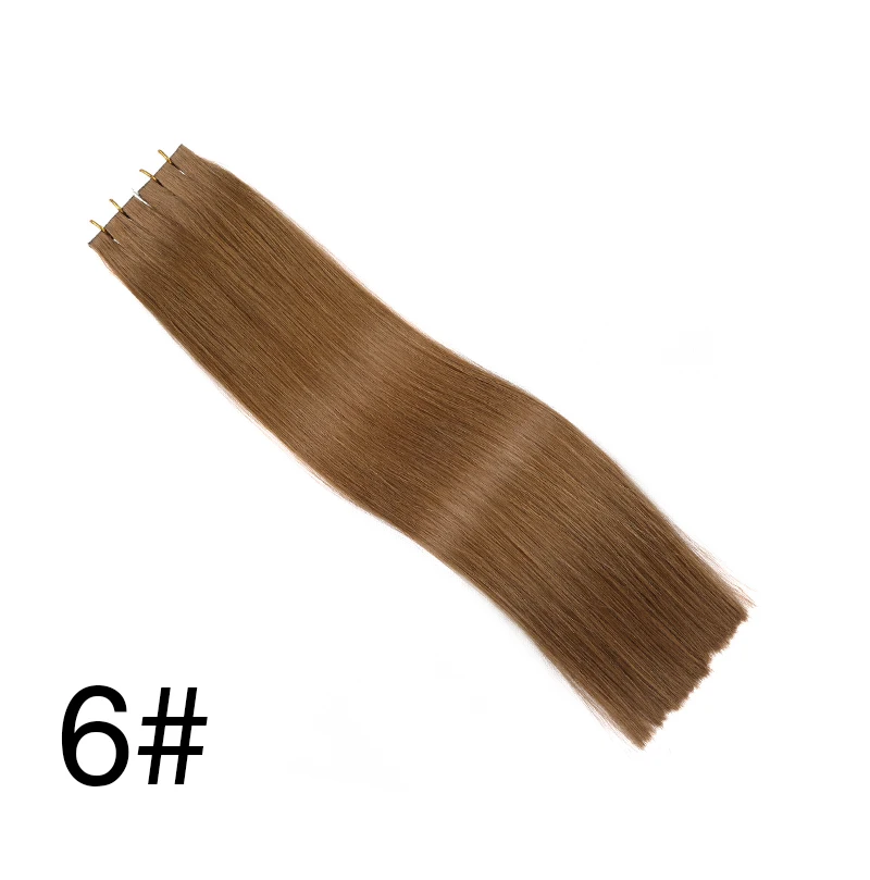 Илитэ в синьцзан 1"-18" лента в Пряди человеческих волос для наращивания 20 штук дважды обращается Европейской блондинка Реми природных прямые волосы на клей 8#22 - Цвет: #6