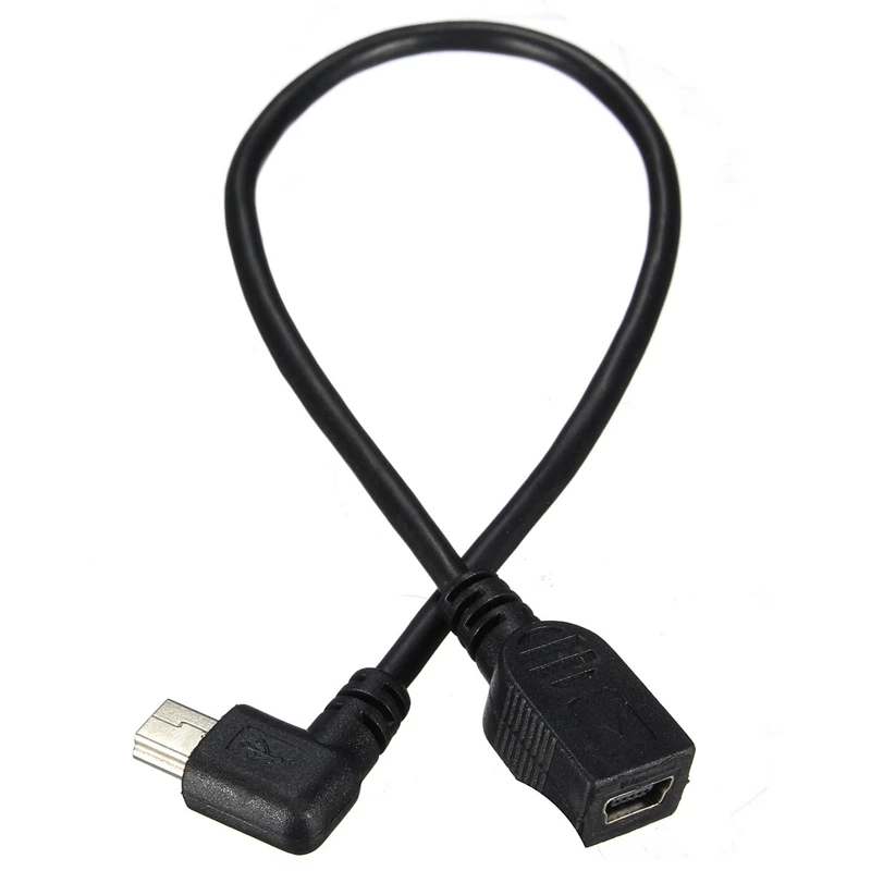 HFES New GPS Mini USB 5Pin 90 Degree Left Angled Male to Female