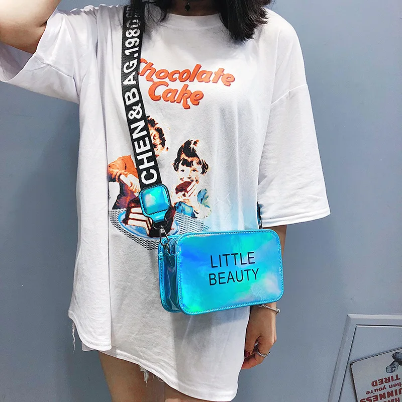 الصيف أزياء شخصية حقائب كتف إمرأة أكياس الحقيبة الليزر الملونة للنساء 2019 الإناث crossbody أكياس