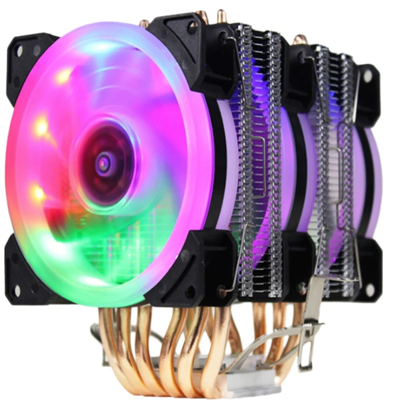 6 Heatpipes Cpu Cooler Fan With Rgb Dual-Tower Radiator 9Cm Fan Cooling Heatsink For Intel 775/1150/1151/1155/1156/1366 For Am - Цвет: Black