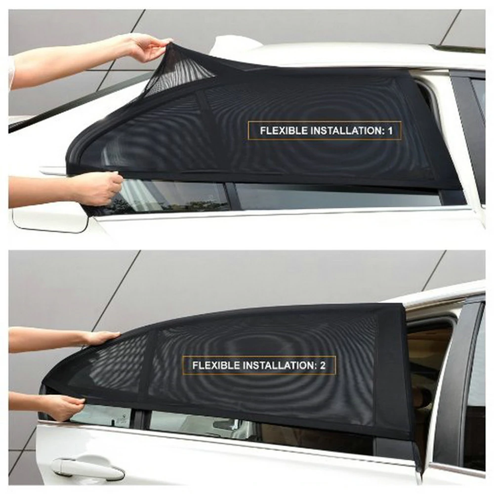 2PCS Car Side Rear Window Mesh Cover Shield Sun Visor Shade Sunshade UV Protector Curtain Car