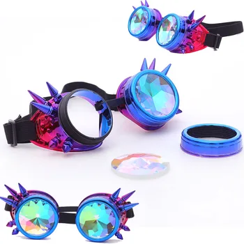 Kaleidoscope Colorful Glasses Rave Festival Party EDM Sunglasses Diffracted Lens Steampunk Goggles 1