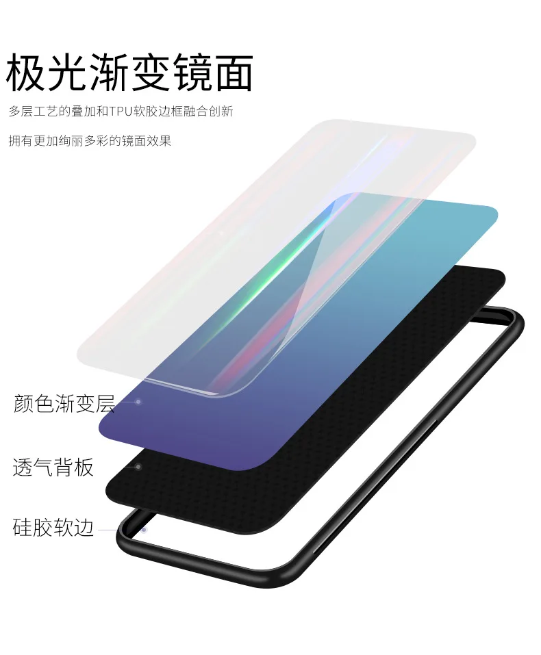 Для huawei mate 20 градиент Аврора закаленное стекло задняя крышка для huawei mate 20 Pro Ультра тонкий глянцевый задний Мягкий Бампер Тонкий чехол