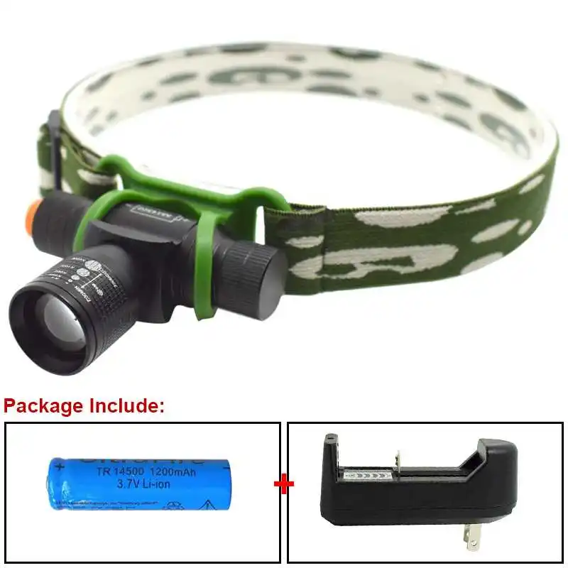 Tactical LED Headlamp Telescopic Zoomable Headlight Flashlight Head
