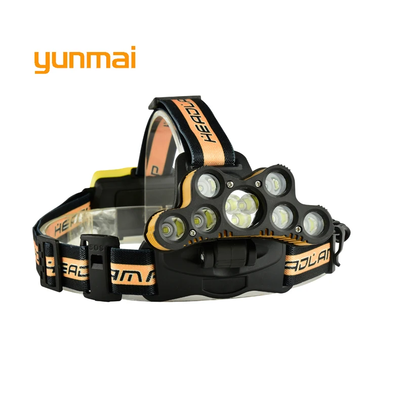 Ультраяркий светодиодный налобный фонарь yunmai 7 * Новый xml t6 + 2 Q5 USB налсветильник
