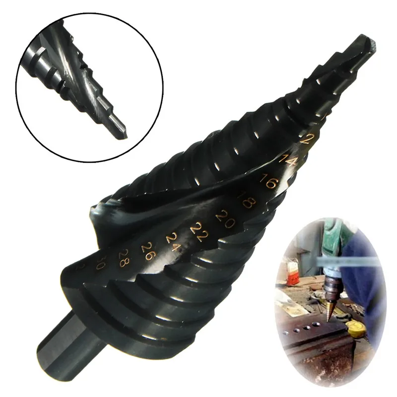 1pc 4-32mm Pagoda Drill Triangle round handle Spiral HSS Power Tools Grooved Step Drill Bit Nitroge