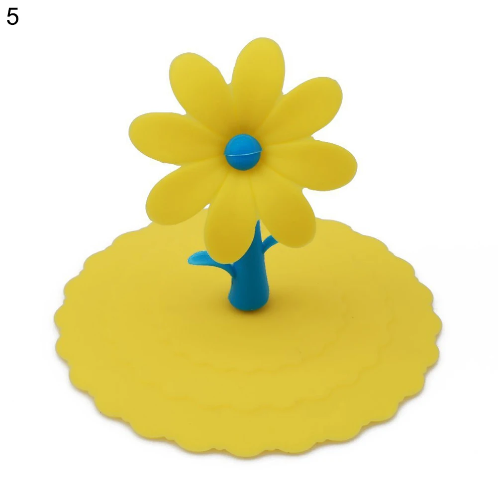 1Pc Silicone Cup Cover Cute Dustproof Reusable Silicone Cartoon Flower Mug Cup Bow Cover Lid Cap Kitchen Tool Cup Lid - Цвет: Yellow