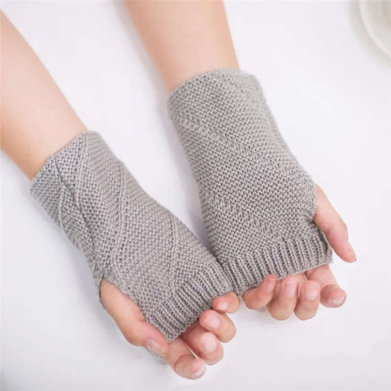  Women Girl Knitted Arm Fingerless Warm Winter Gloves Soft Warm Mitten Hand Gloves guantes eldiven handschoenen 40FE1406