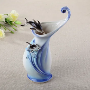 

ceramic dolphin flowers vase designs home decor large floor vases for wedding decoration ceramic handicraft porcelain figurines