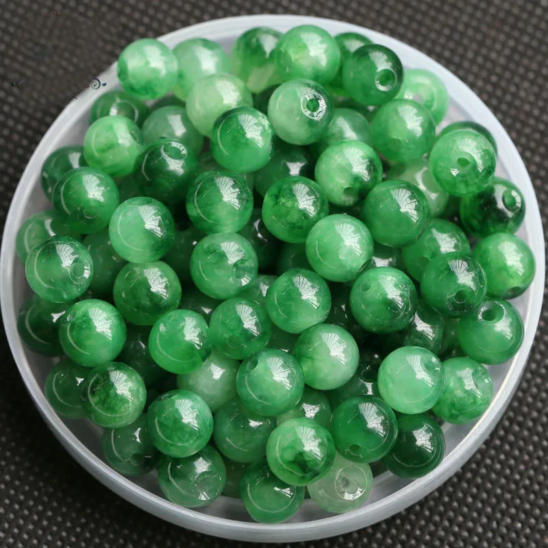 4/6/8/10/13/16MM Natural Round Green Flower Stone Beads Loose Beads For Necklace Bracelets