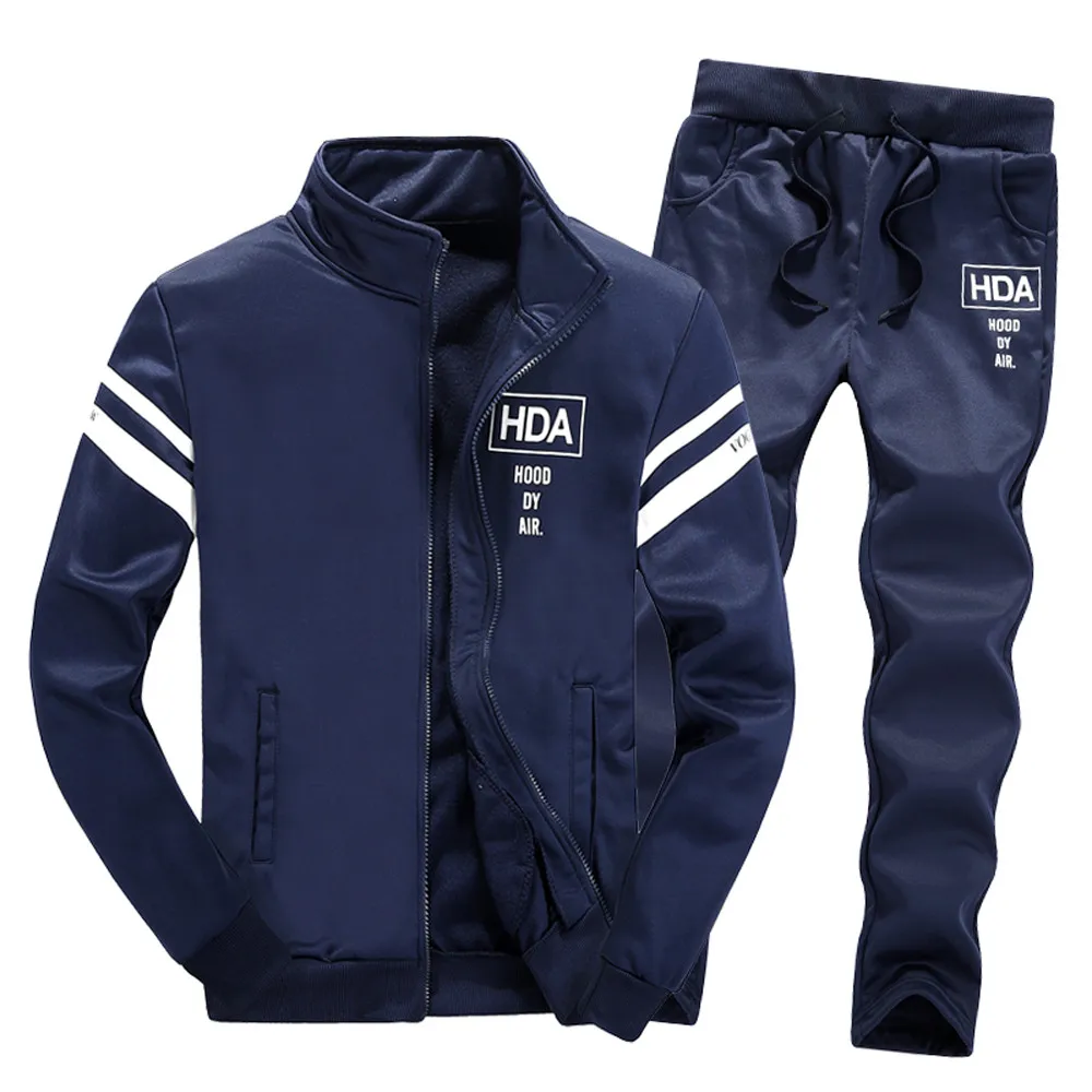 Men Set Clothing Cotton Casual Sportswear Tracksuits Sweatshirt Sets ...