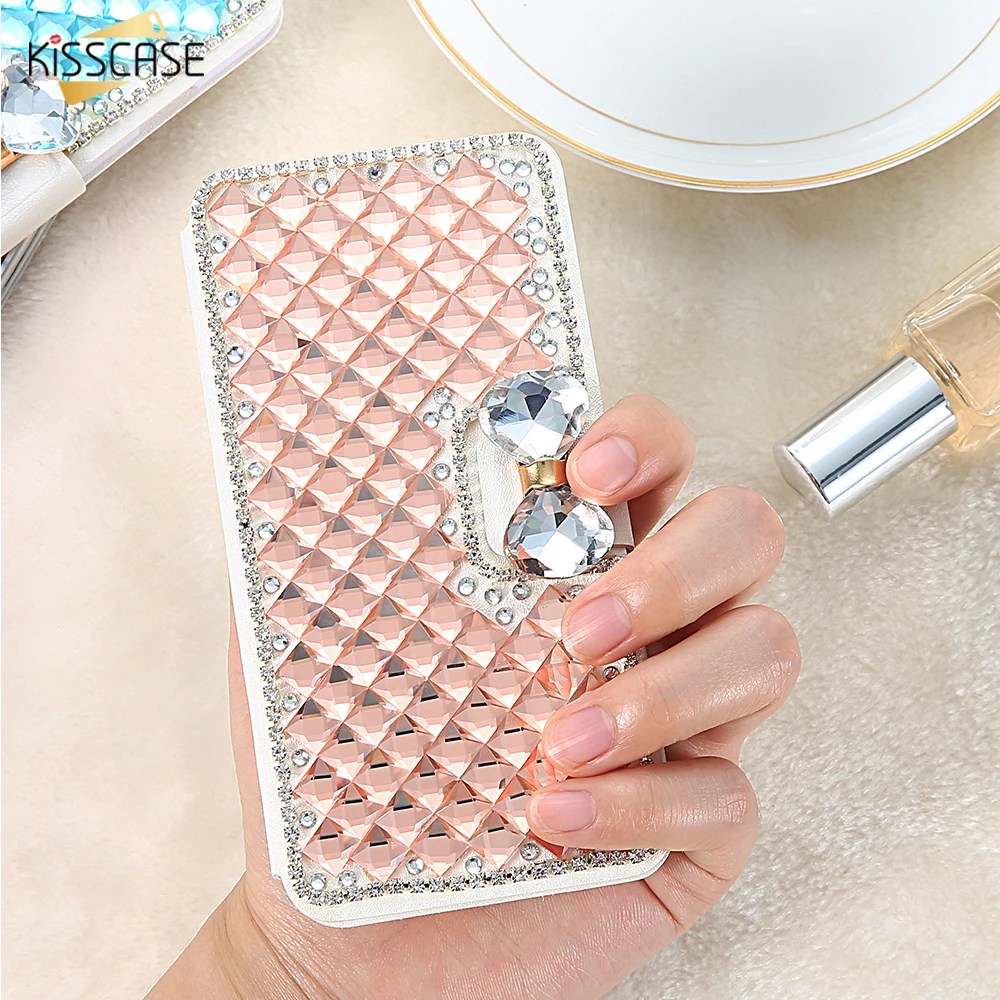 

KISSCASE For iPhone 7 7 Plus Case Bling Diamond Rhinestone Phone Cases For iPhone 7 6 6S Plus 5 5S SE Crystal Flip Leather Cover