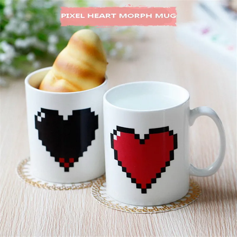 Меняющая цвет чаша-хамелеон, креативная волшебная кружка с сердцем, меняющая температуру, кружки для кофе, молока, термочувствительные чашки, подарок для влюбленных