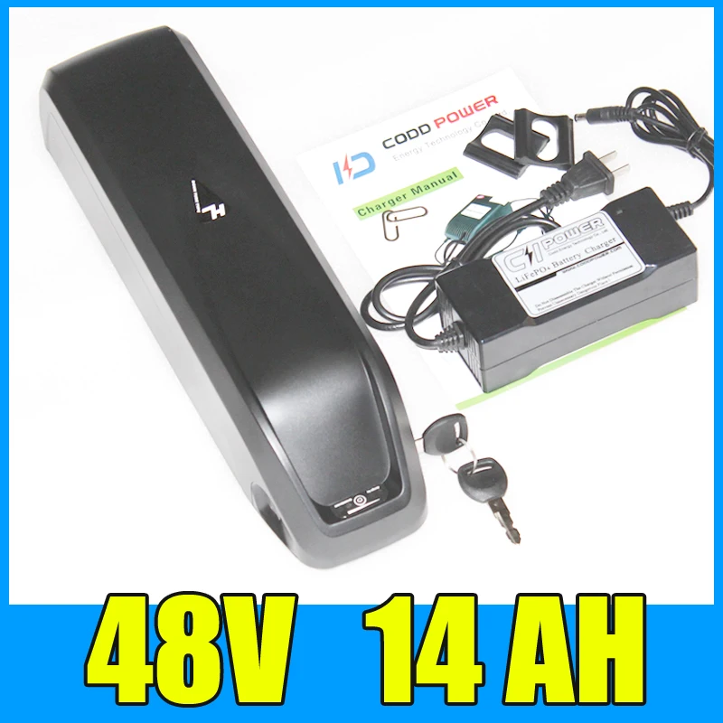 YAMAXUN Li-oin Battery with USB 52V 15Ah 52V 17AH Electric Bike Downtube Battery with charger for 250W 500W 750W 800W 1000W Motor 