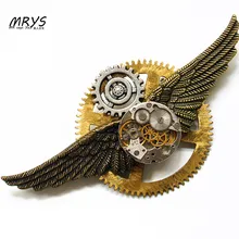 steampunk gothic punk rock hip hop wings clock watch parts metal gear collar brooch pins pendant chain men women vintage jewelry