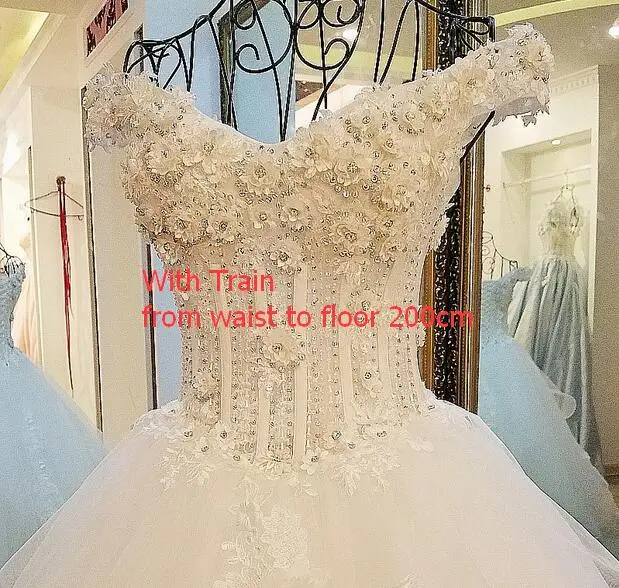 LS33870 bling bridal мантии линия отбортовывая зашнуровать назад Ivory и голубое платье венчания organza платье невесты - Цвет: with train