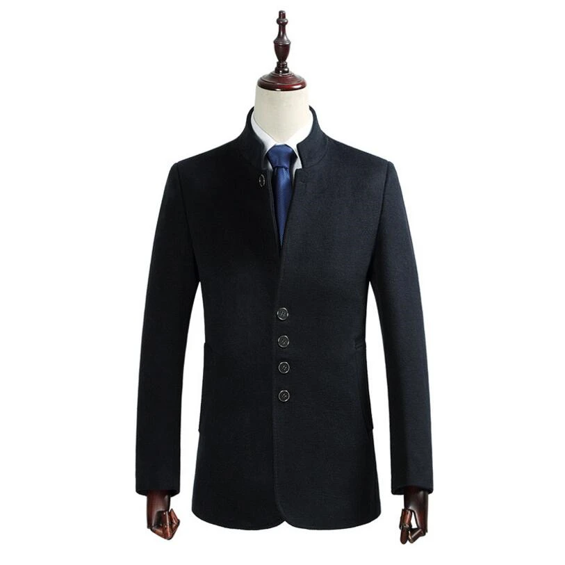 Slim Fit Winter Coat Jacket Wool & Blend Coats 2017 Thick Cashmere Mens