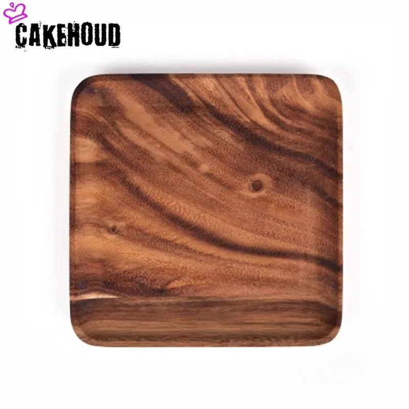 CAKEHOUD тарелки из цельного дерева, акация, дерево, фрукты, десерт, кофе, салат, квадратный поднос, тарелка в японском стиле, обеденные тарелки, тарелки раколовка