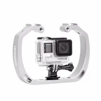 Diving Underwater Aluminum Selfie Monopod Mount Double-Arm Tray Handheld For Gopor Action Camera Holder 1