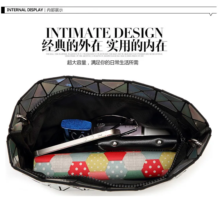 ZYJ Female Laser Luminous Plaid Bags Diamond Chains Rainbow Shoulder Make Up Bag Handbag Deformable Lattice Evening Clutch Bag (52)