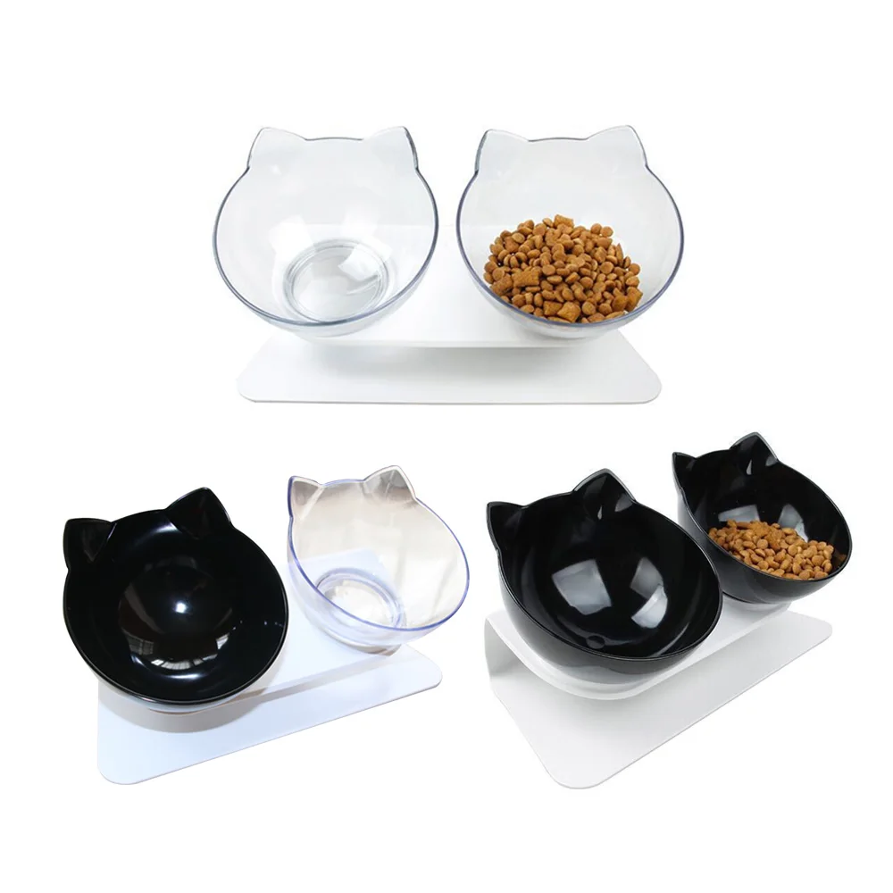 Plastic Double Non slip font b Pet b font Bowl For Dogs Puppy Cats Food Water