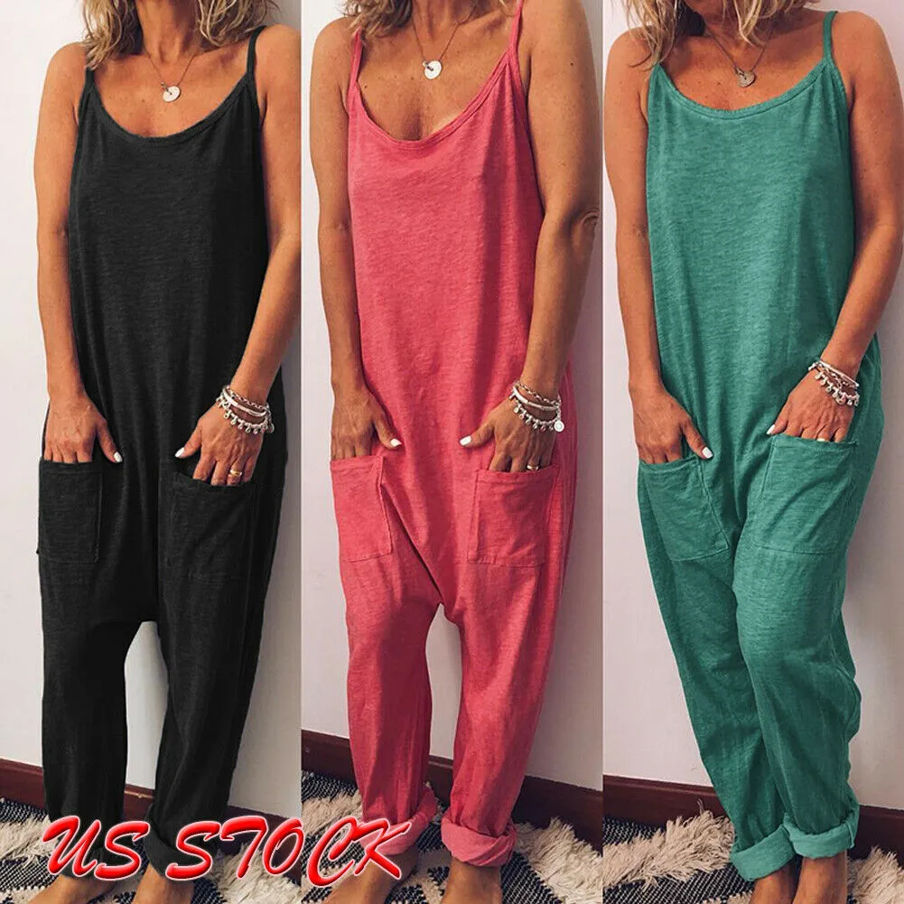 Wholesale Summer Women Strappy Solid Comfy Wide Leg Jumpsuits Women