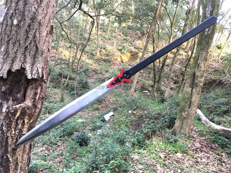 

Battle Ready Long Handle Hunting Sword Spear Double edge Sharp Spearhead T1095 High Carbon Steel Blade/Leather Sheath