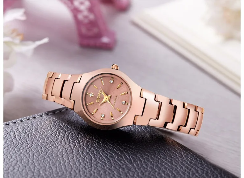 DOM Lover's часы из вольфрамовой стали для пары, роскошные модные деловые Кварцевые водонепроницаемые часы из стали для мужчин и женщин, W-698+ W-398