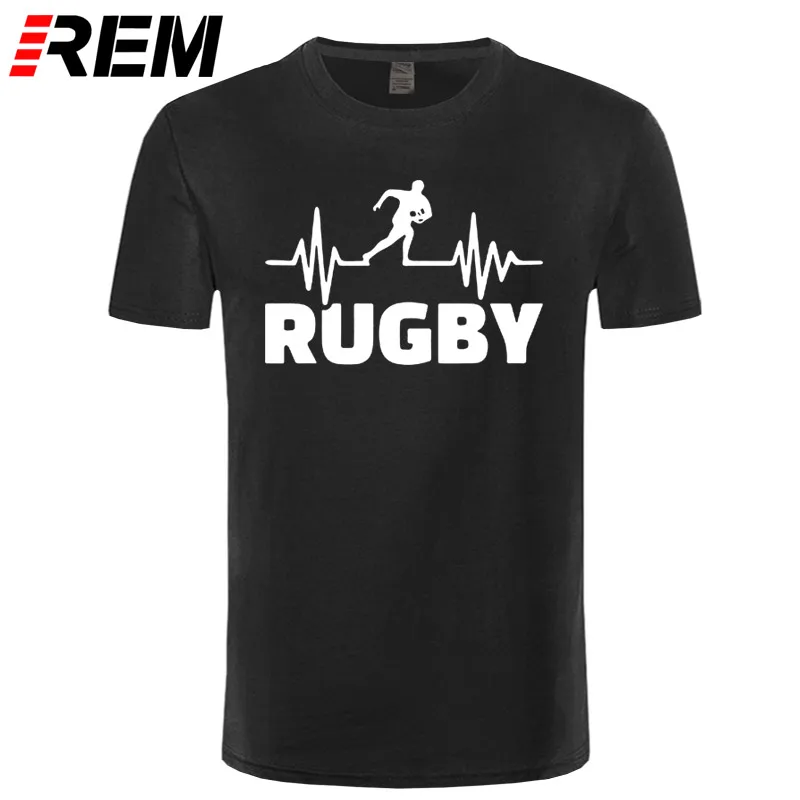نبضات من Rugbying تي شيرت الرجال الصيف أزياء قصيرة كم T قميص القطن مضحك المطبوعة قمم الرياضية رجل المحملة