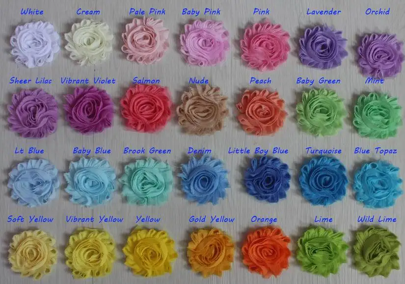 

30y 2.5" shabby chiffon flower for girls hair accessories,chiffon frayed flowers for kids headbands hair clip