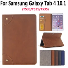 Кожаный чехол для samsung Galaxy Tab4 Tab 4 10,1 SM T530 T535, Роскошный деловой тонкий смарт-чехол для планшета с подставкой и откидной крышкой и отделением для карт