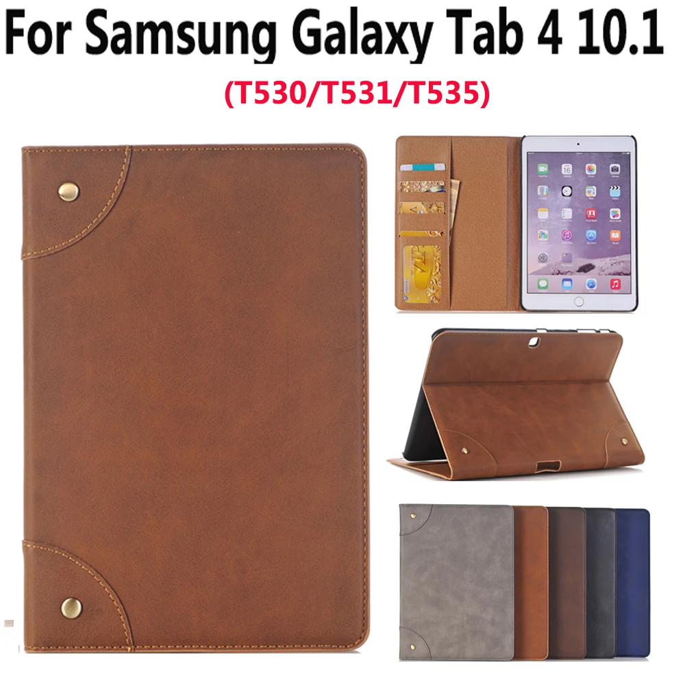 Leather Case For Samsung Galaxy Tab4 Tab 4 10.1 SM T530 T535 Luxury Business Slim Smart Sleep Stand Flip Card Slot Tablet Shell Leather Case For Samsung Galaxy Tab4 Tab 4 10.1 SM T530 T535 Luxury Business Slim Smart Sleep Stand Flip Card Slot Tablet Shell