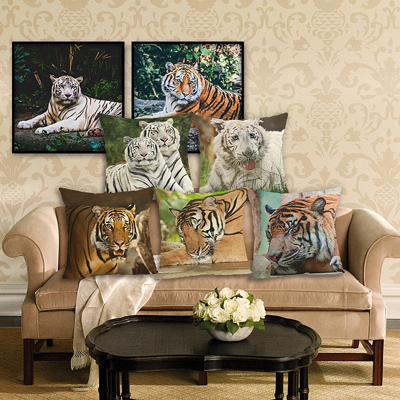 Fashion Style Tiger Pillow Case Sofa Cushion Soft Pillow Cover HD A ...