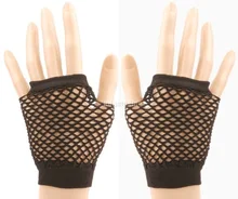 free shipping Nylon Short Fishnet Fingerless Gloves sexy party glove