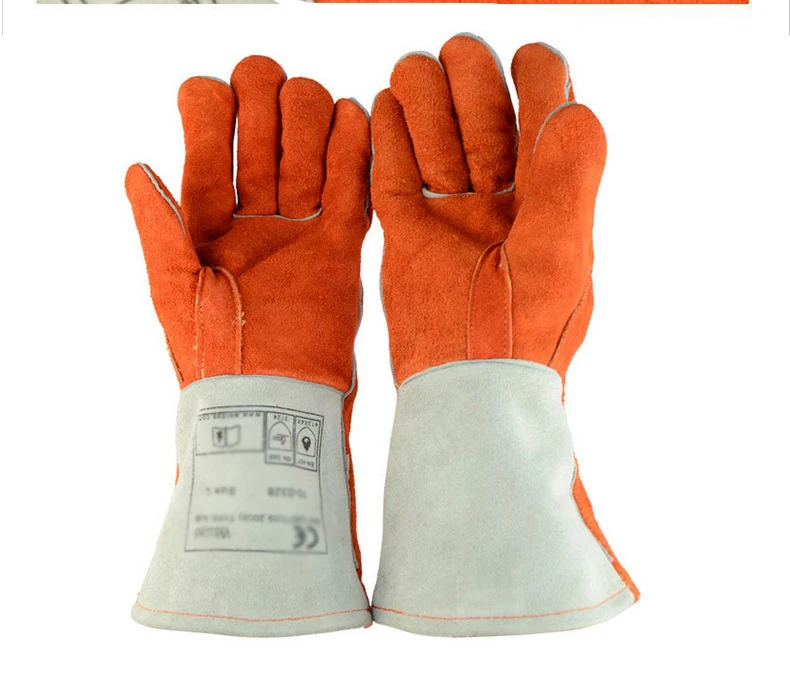 Новинка, сварочные перчатки, высокотемпературные теплоизоляционные защитные перчатки, износостойкие защитные перчатки из спилка 11-032888